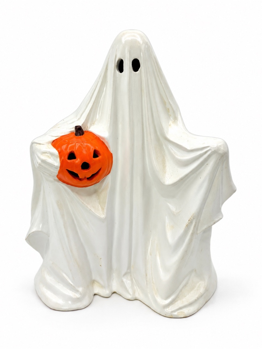 Vintage Byron Molds Ceramic Ghost Jack O Lantern Halloween Light 9.5”